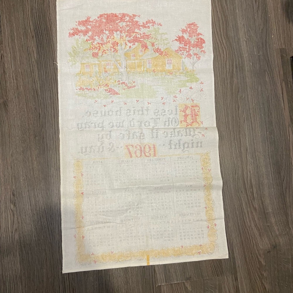 Vintage 1967 Linen Calendar Tea Towel - Picture 6 of 6